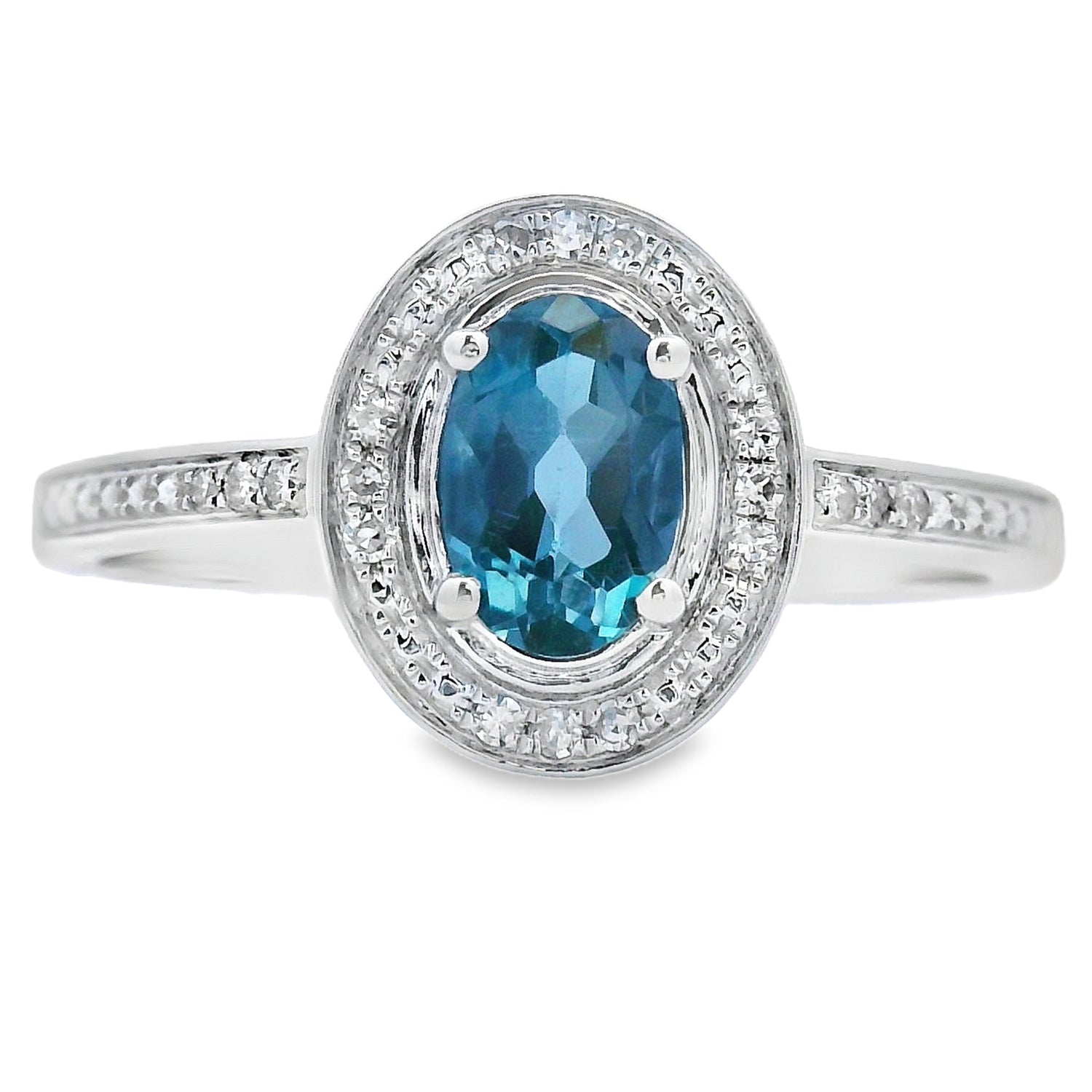 .63ct London Blue Topaz Diamond Ring 10KT White Gold by Bids.com