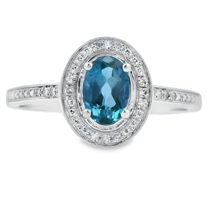 .63ct London Blue Topaz Diamond Ring 10KT White Gold by Bids.com