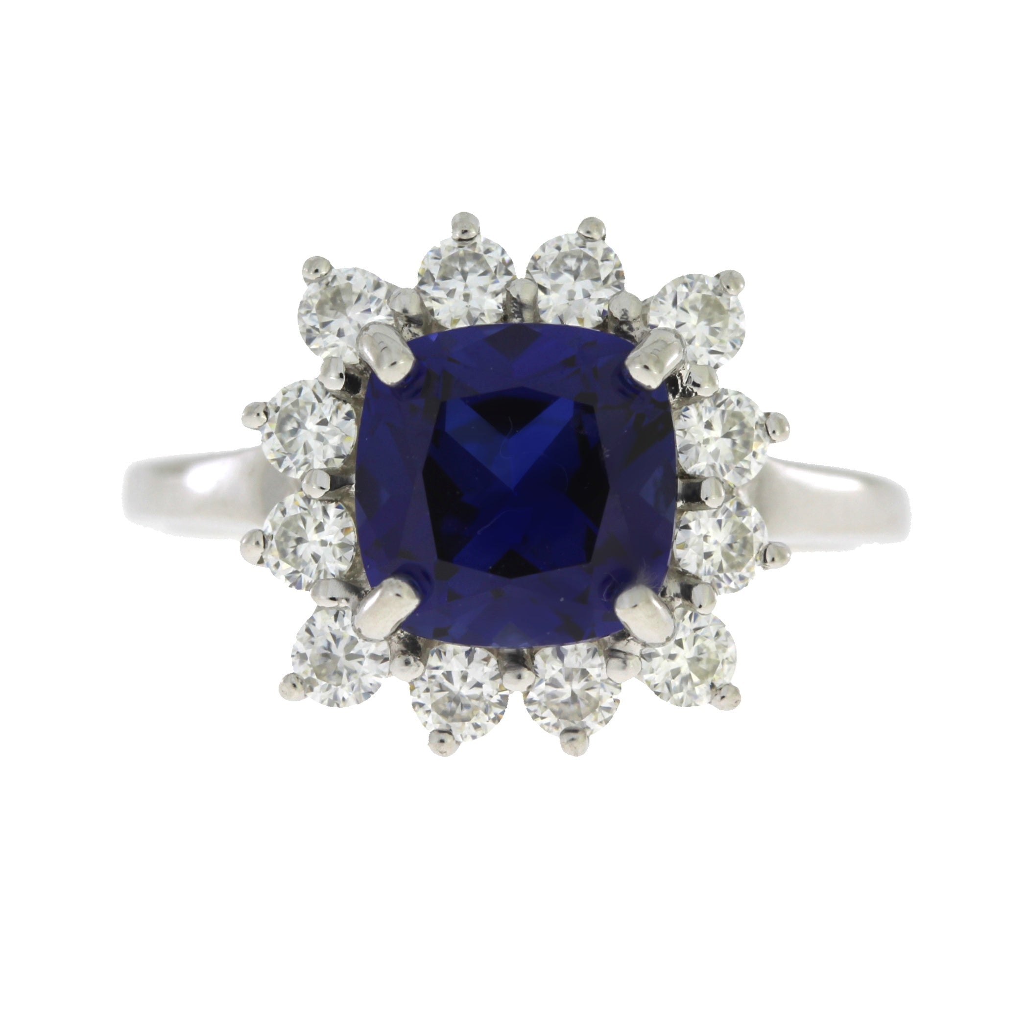 Created Sapphire Moissanite Ring Sterling Silver by Bids.com