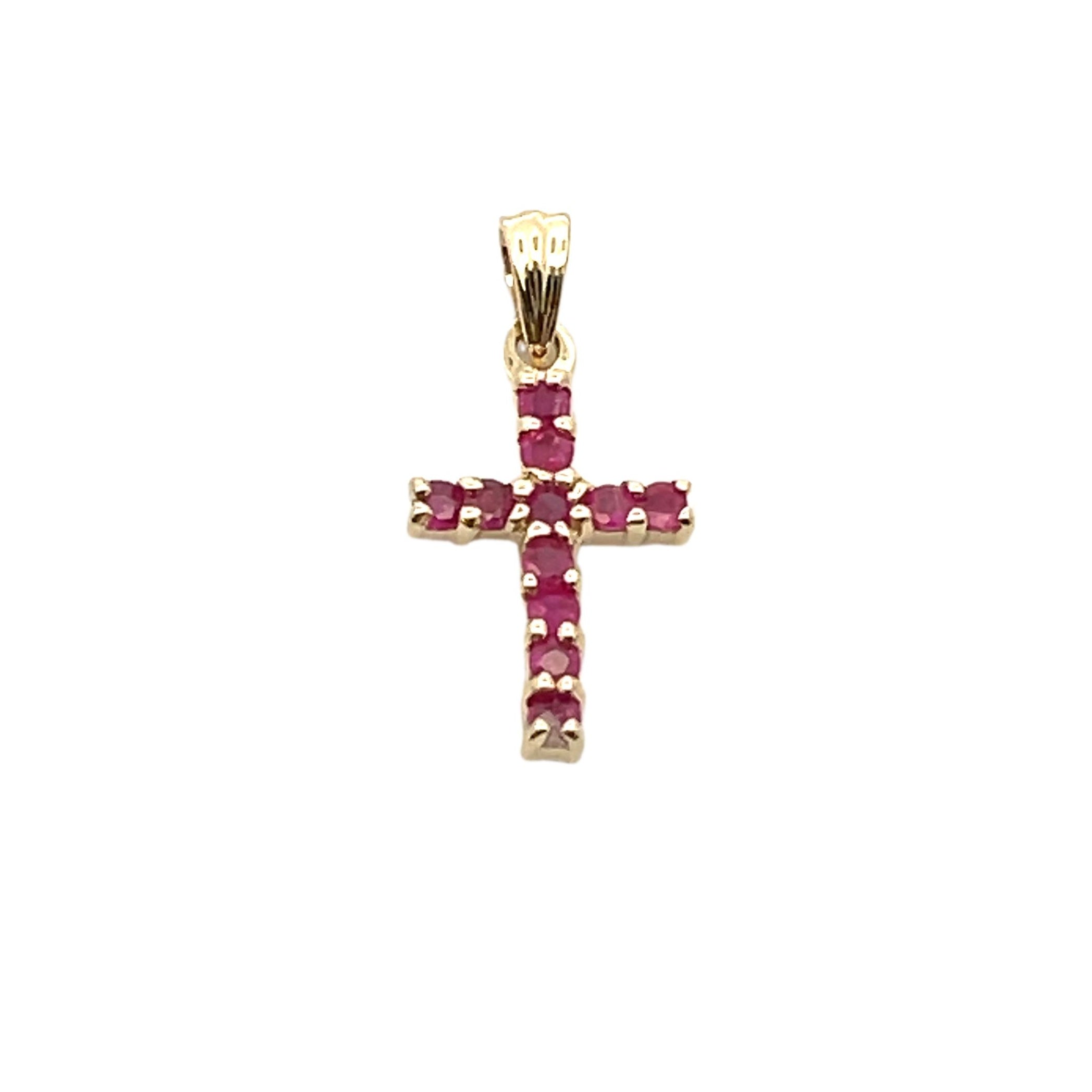 .21ct Ruby Cross Religious Pendant 10KT Yellow Gold by Bids.com