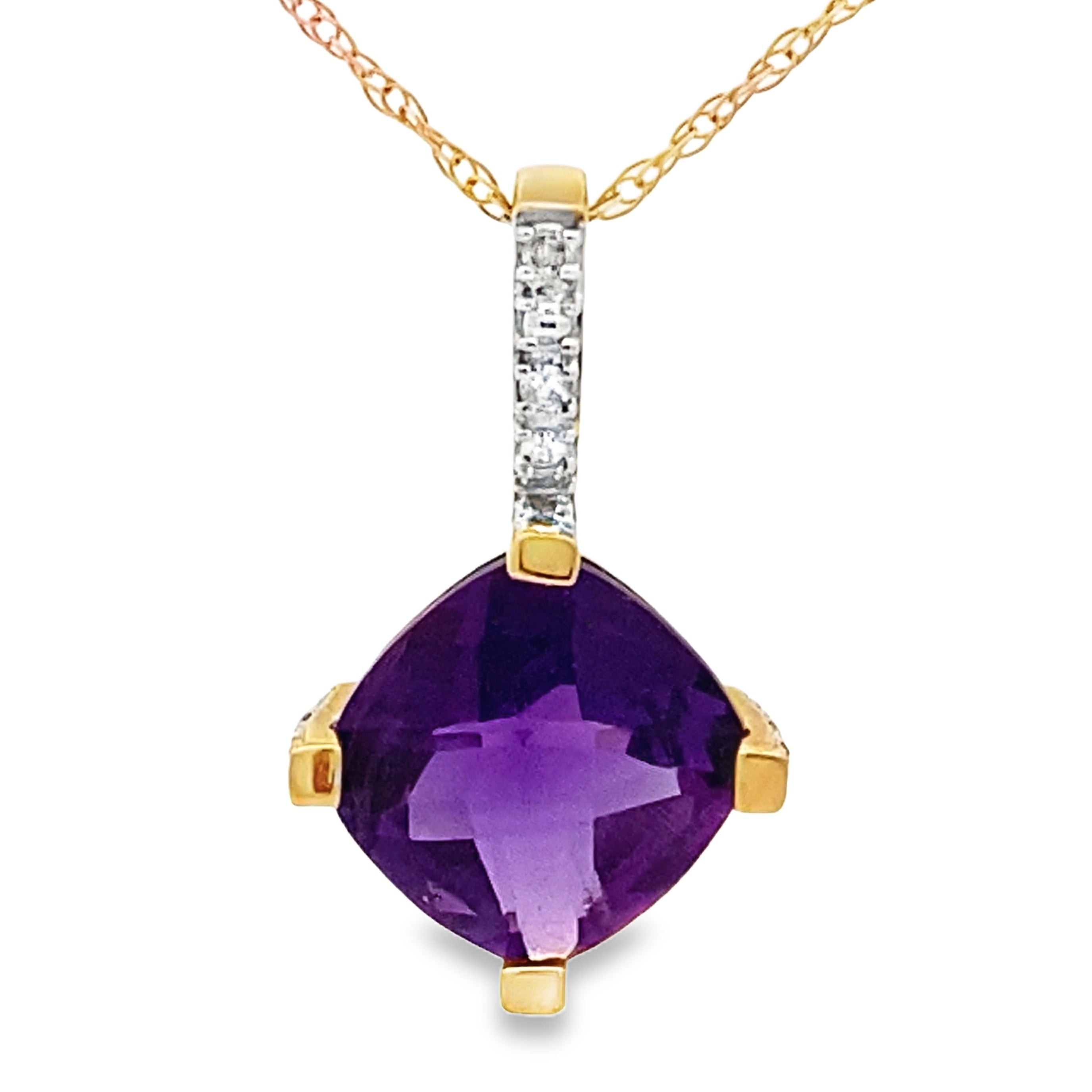 Amethyst Diamond Fashion Pendants 10KT Yellow Gold by Bids.com