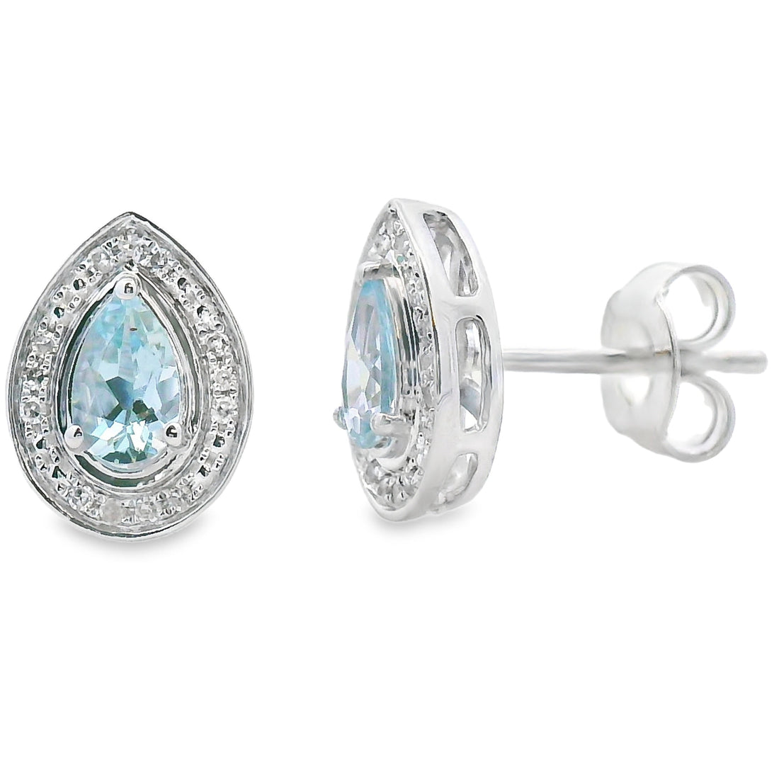 .42ct Aquamarine Diamond Earrings 10KT White Gold by Bids.com