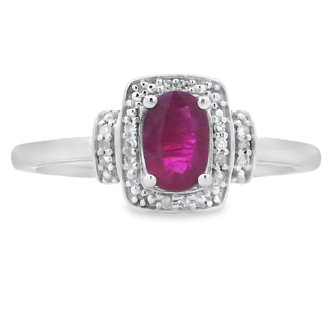 Natural .65ct Ruby Diamond Ring 10KT White Gold by Bids.com