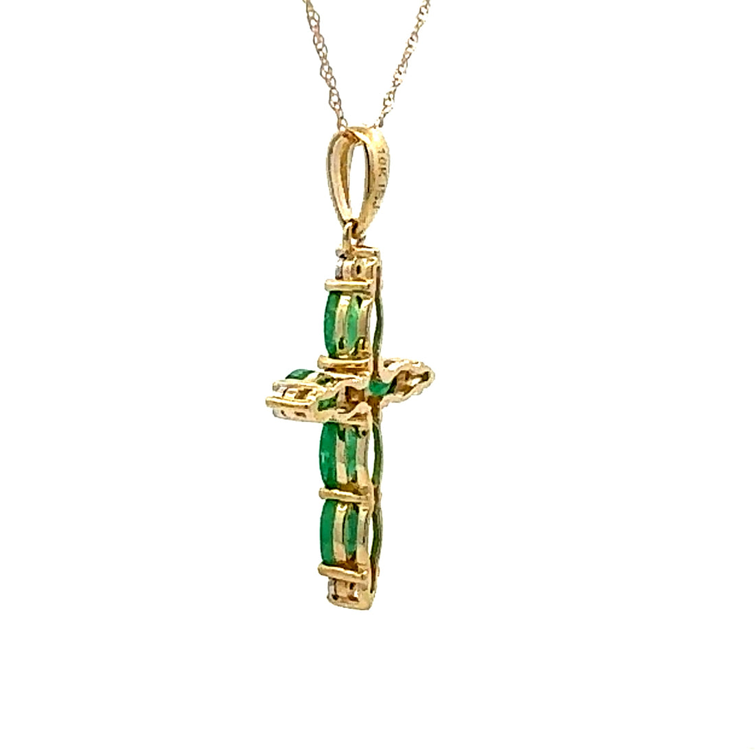 .65ct Emerald Cross Religious Pendant 10KT Yellow Gold by Bids.com