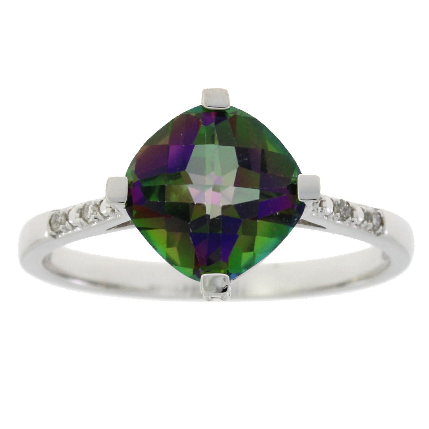 1.25ct Mystic Fire Topaz Diamond Ring 10KT White Gold by Bids.com