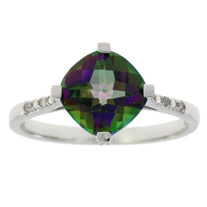 1.25ct Mystic Fire Topaz Diamond Ring 10KT White Gold by Bids.com