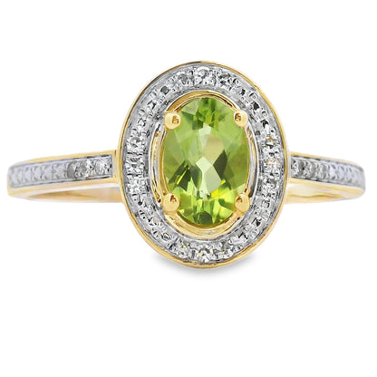 Genuine .55ct Peridot Diamond Ring 10KT Yellow Gold by Bids.com