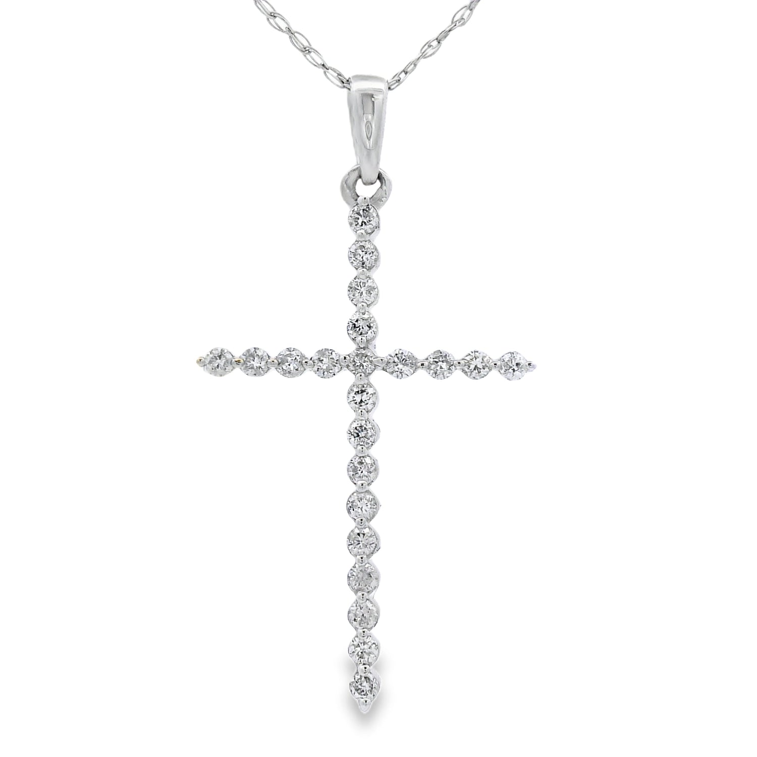 .21ct Diamond Cross Religious Pendant 14KT White Gold by Bids.com
