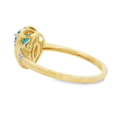 1.13ct London Blue Topaz Diamond Ring 14KT Yellow Gold by Bids.com