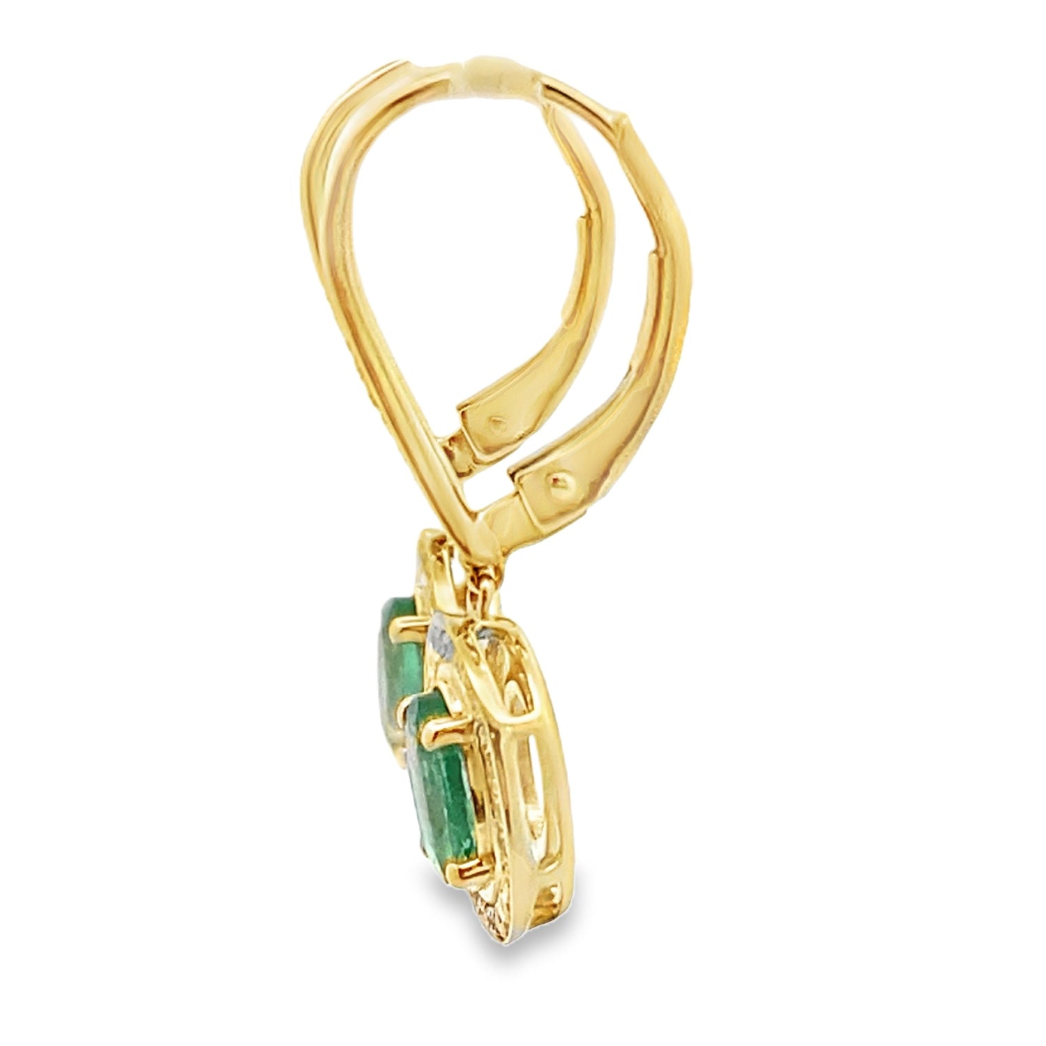 .90ct Emerald Diamond Dangle Earrings 10KT Yellow Gold by Bids.com