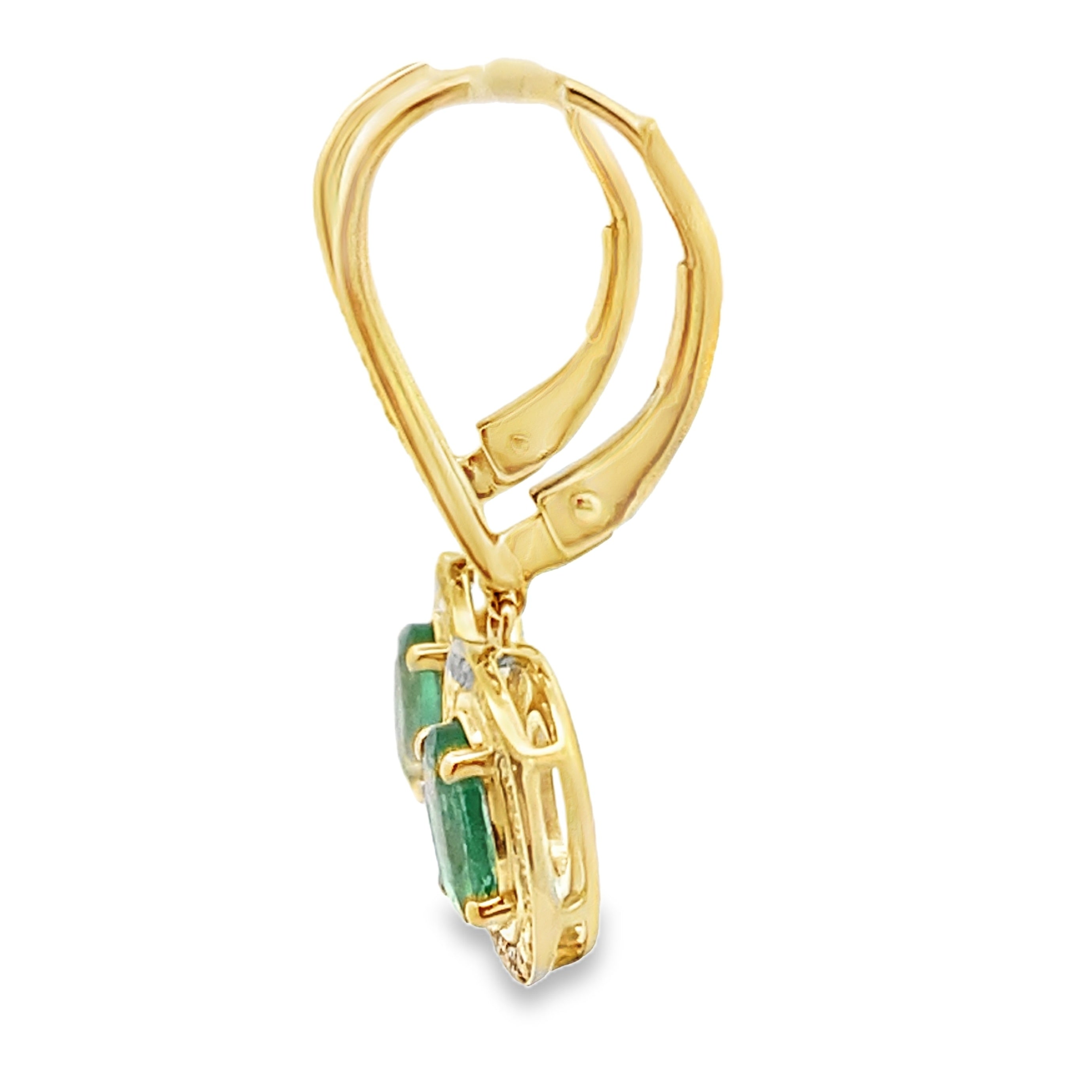 .90ct Emerald Diamond Dangle Earrings 10KT Yellow Gold by Bids.com