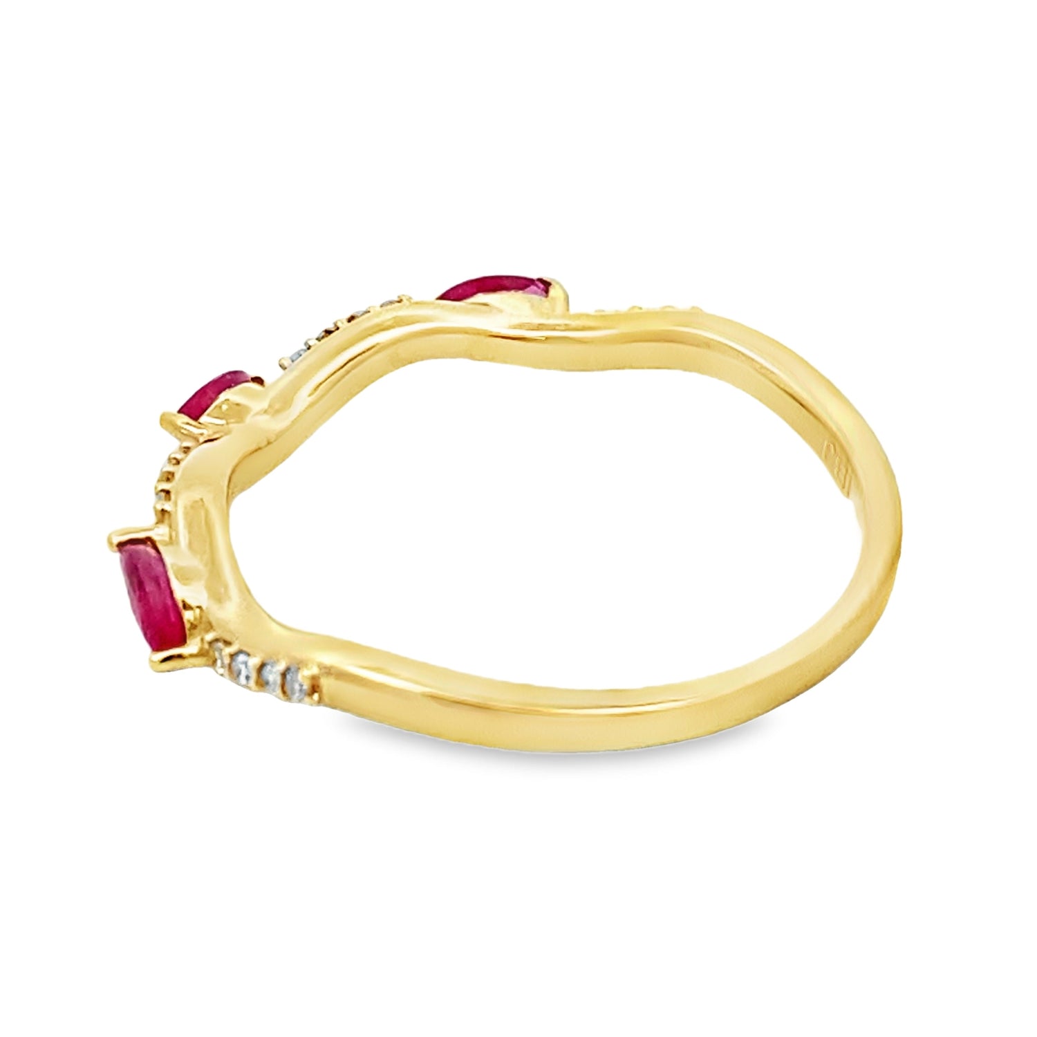 .21ct Ruby Diamond stackable band set 14KT Yellow Gold by Bids.com