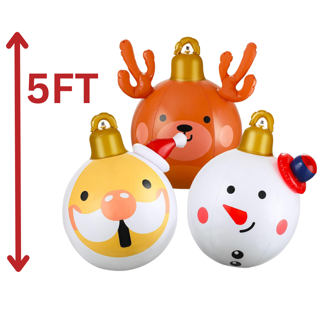 Set of 3 Inflatable Christmas Ornaments 5FT AA2025-4-818 – Santa, Snowman &amp; Reindeer