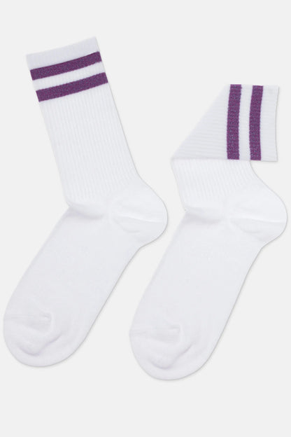 Conte Cotton Long Socks Active 157 - Lurex Stripes - DestGlow