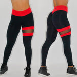 BUTT SCRUNCH LEG BAND RED AND BLACK LEGGINGS 