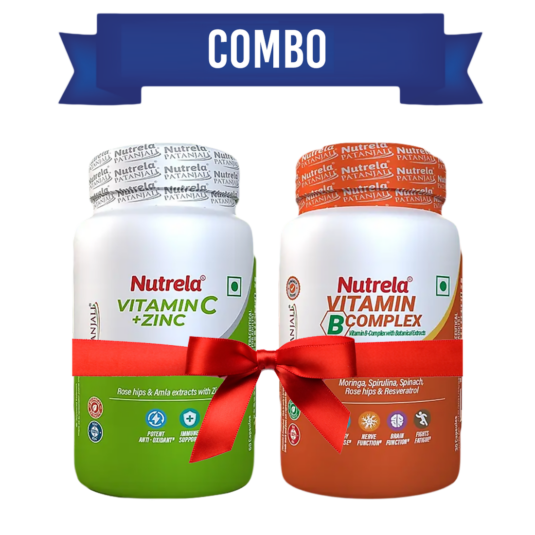 Patanjali Nutrela Vitamin C &amp; Zinc + B-Complex Capsules Combo