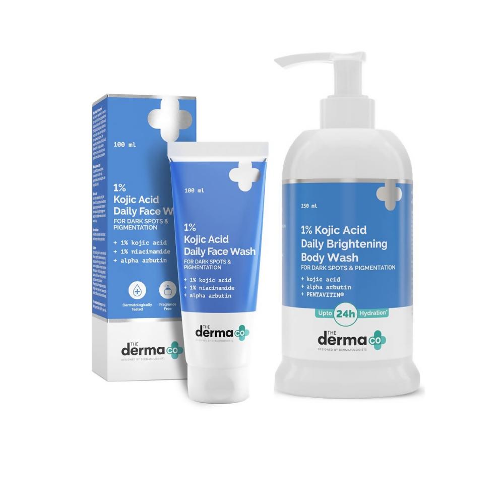 The Derma Co 1% Kojic Acid Face Wash &amp; Daily Brightening Body Wash Combo