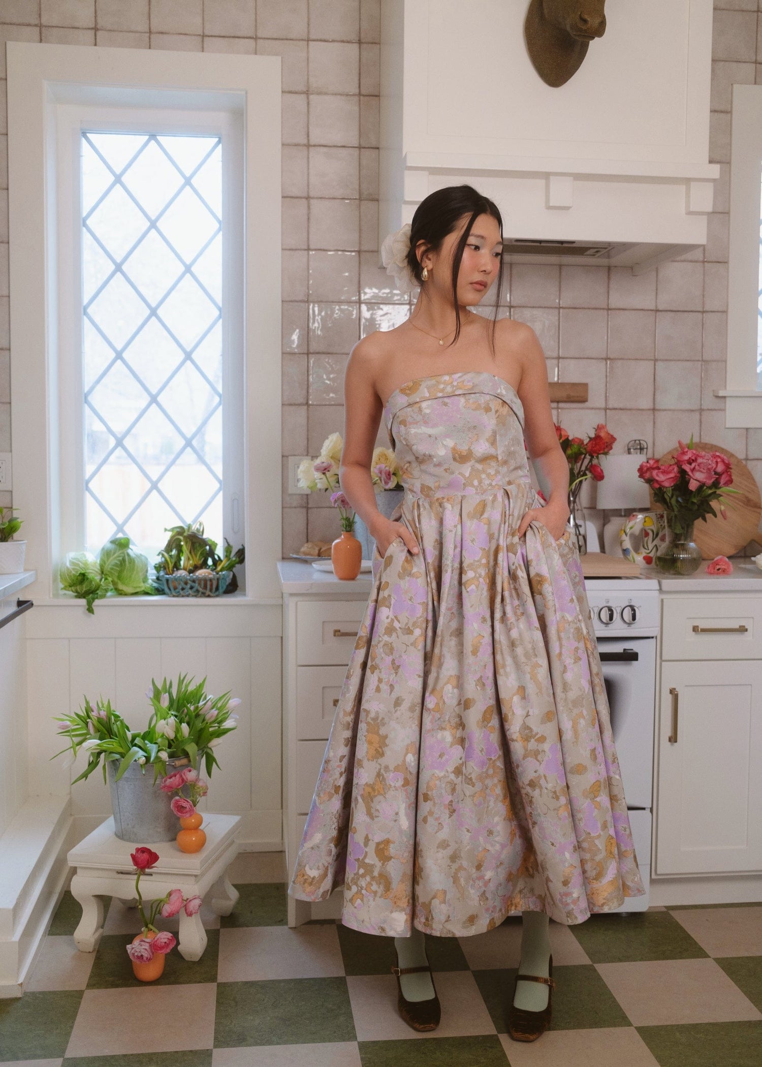 Anastelle Strapless Jacquard Dress by JessaKae