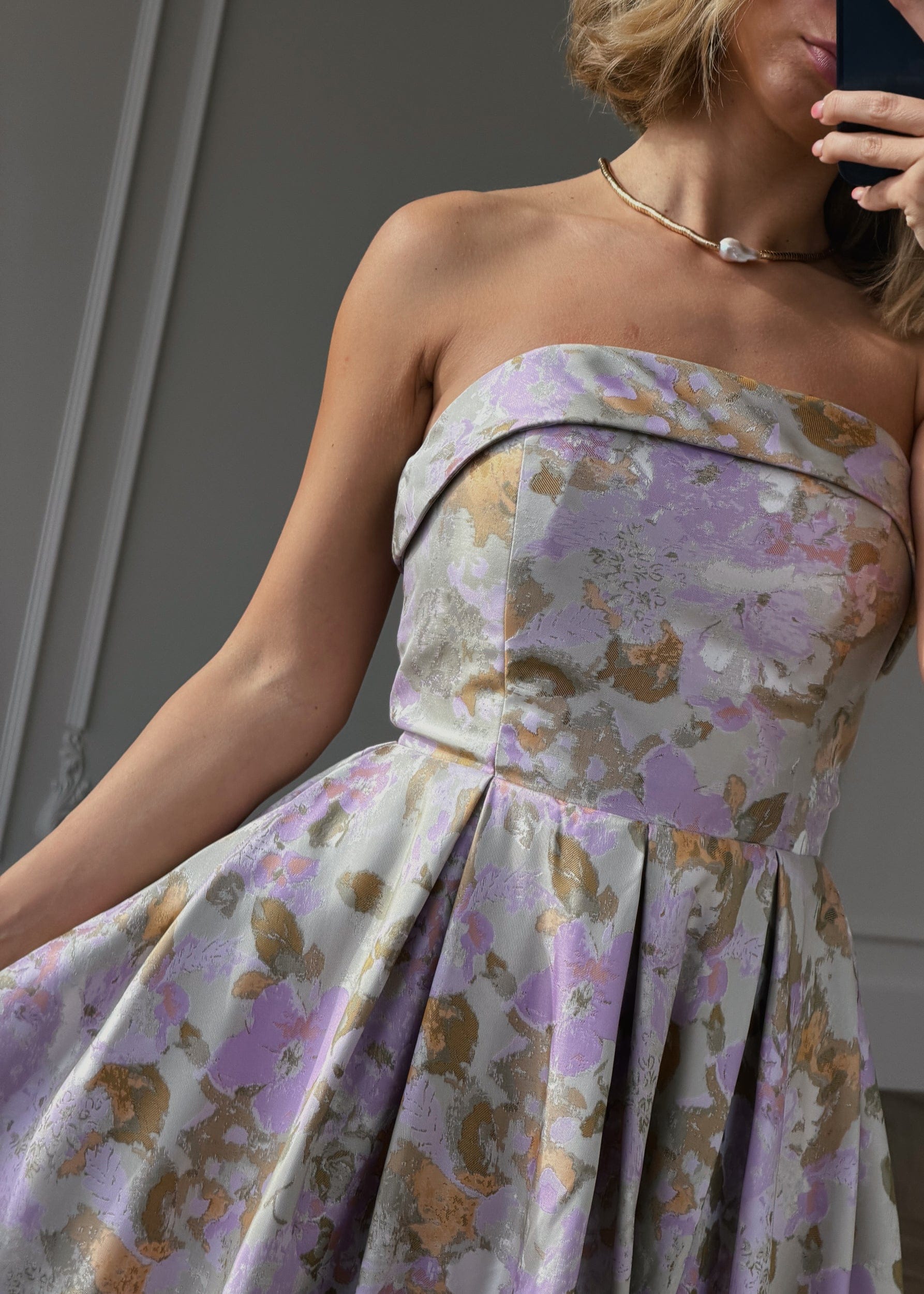 Anastelle Strapless Jacquard Dress by JessaKae