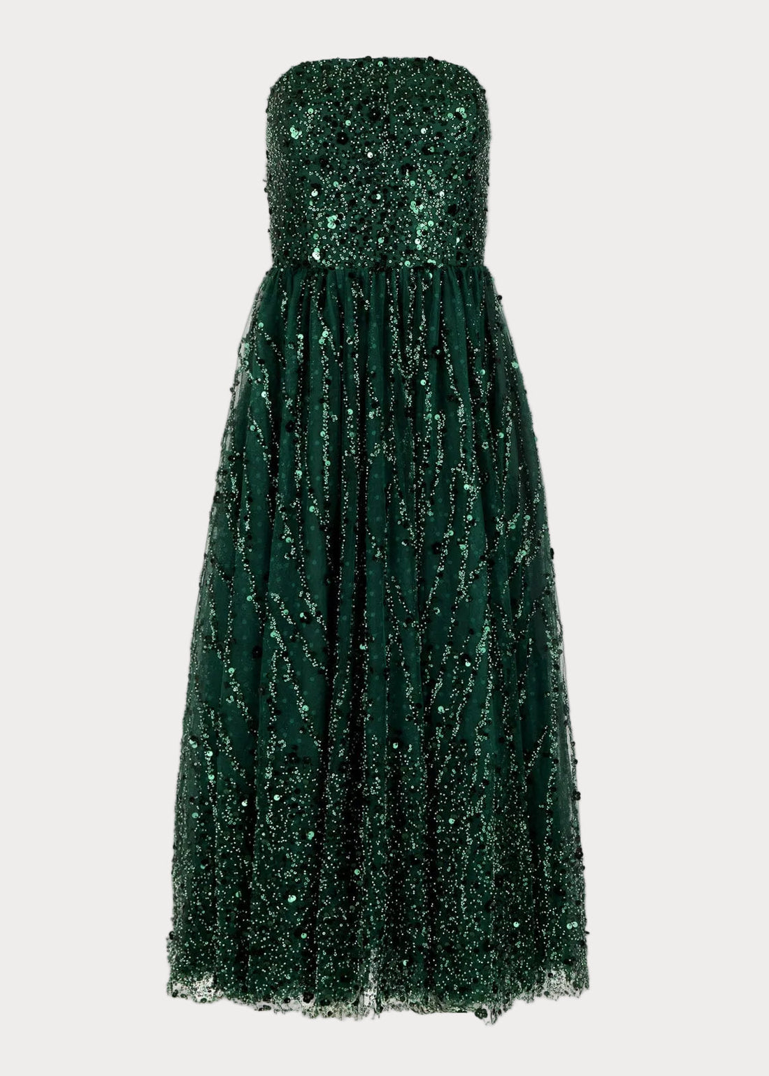 Elphie Strapless Sequin Corset Midi Dress - Green by JessaKae