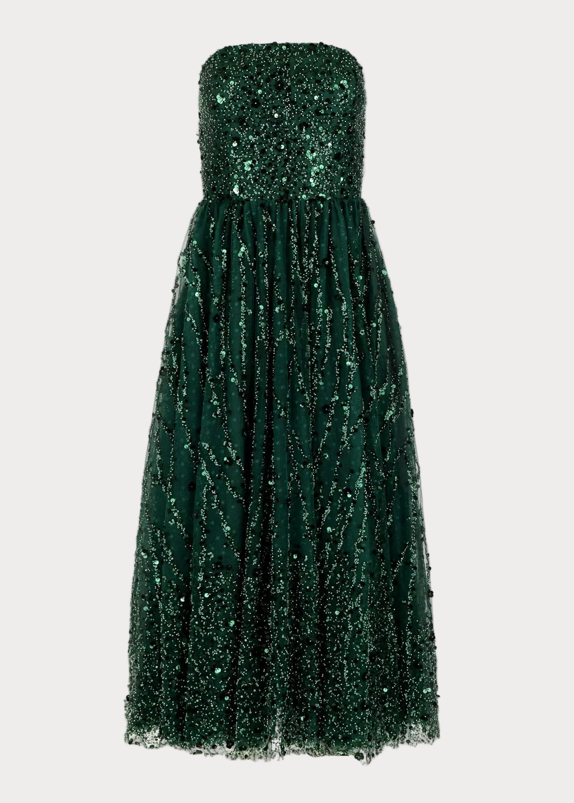 Elphie Strapless Sequin Corset Midi Dress - Green by JessaKae
