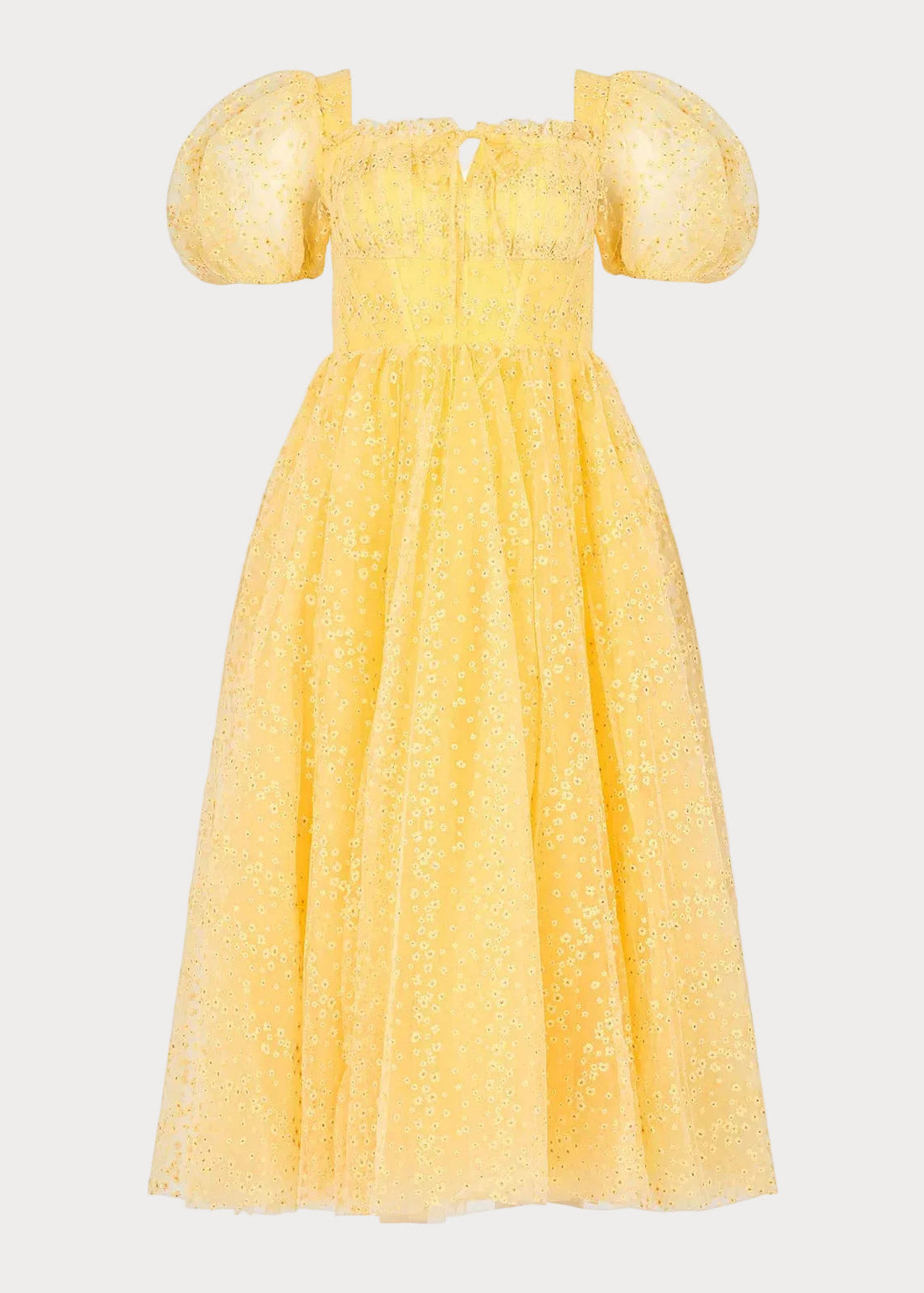 Everbloom Puff Sleeve Midi Dress in Yellow by JessaKae