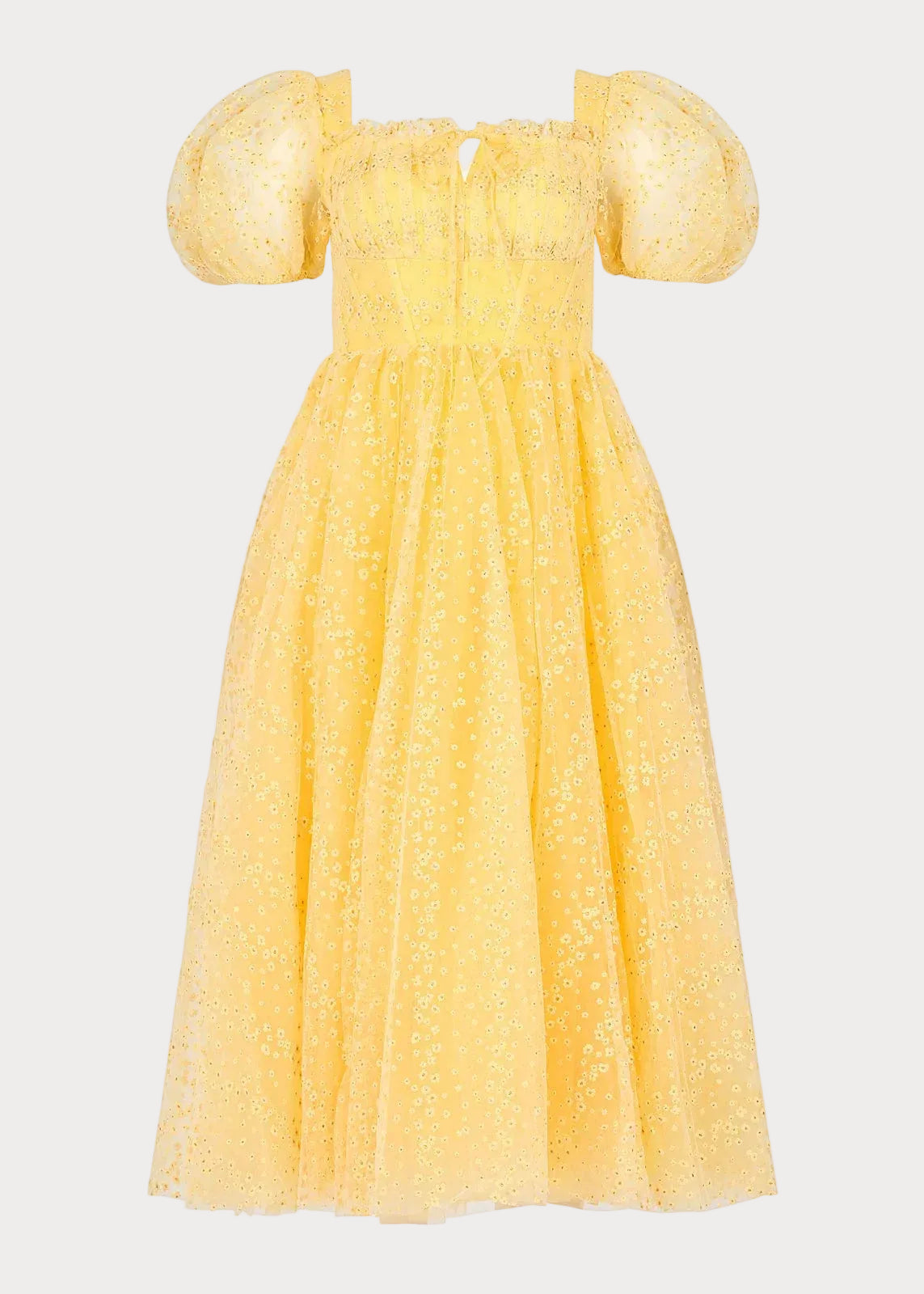 Everbloom Puff Sleeve Midi Dress in Yellow by JessaKae