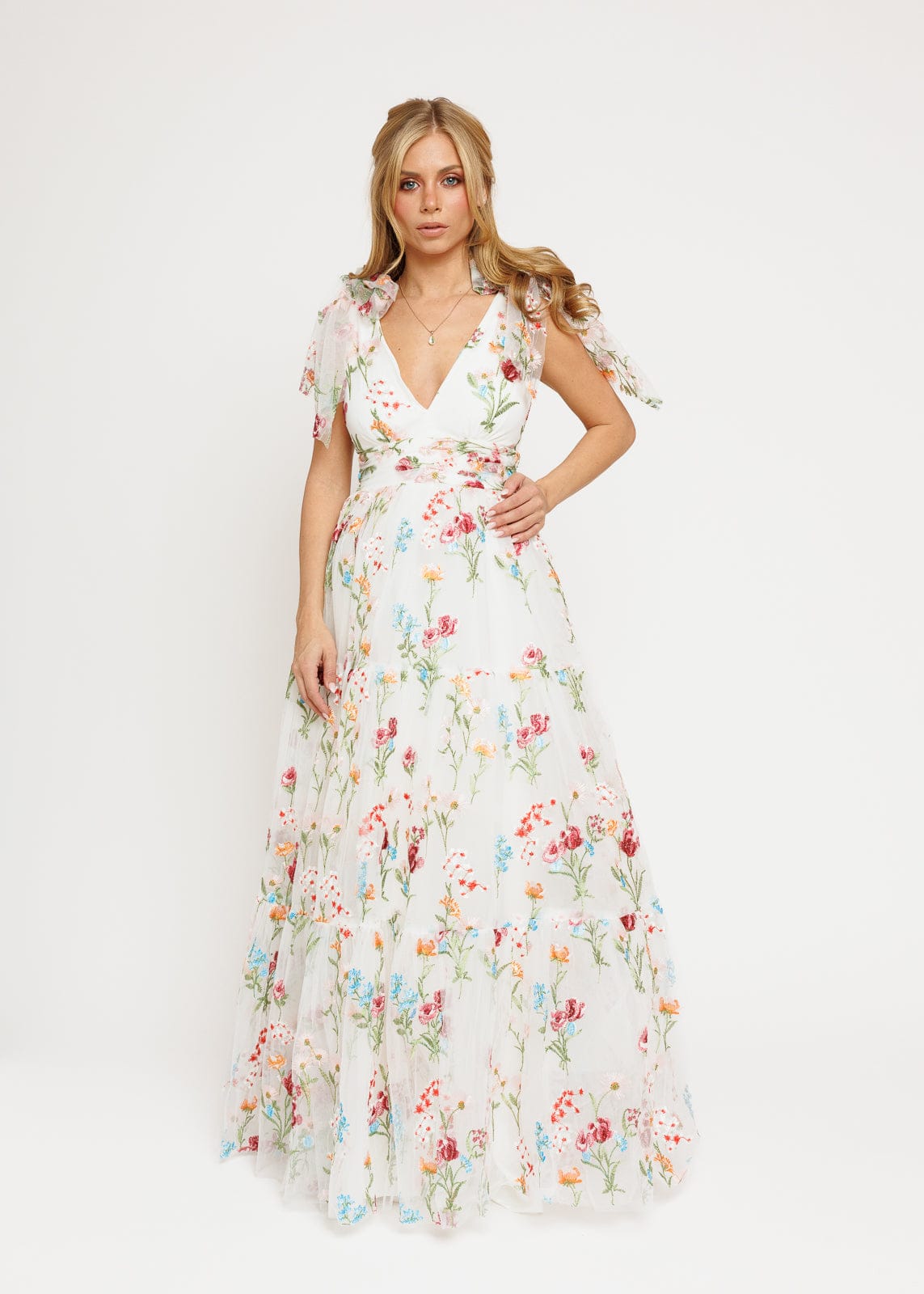 Margaret Floral Embroidered Maxi Wedding Dress by JessaKae