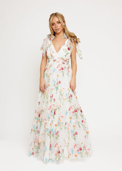 Margaret Floral Embroidered Maxi Wedding Dress by JessaKae