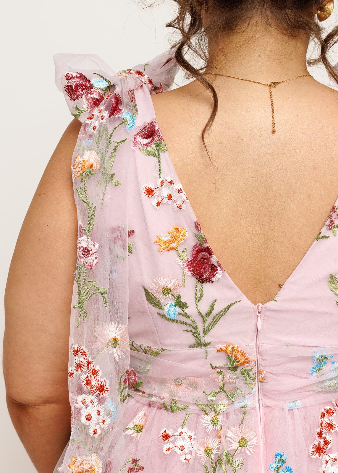 Margaret Floral Embroidered Midi Dress Pink by JessaKae