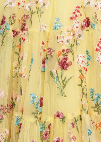 Margaret Floral Embroidered Midi Dress Yellow by JessaKae
