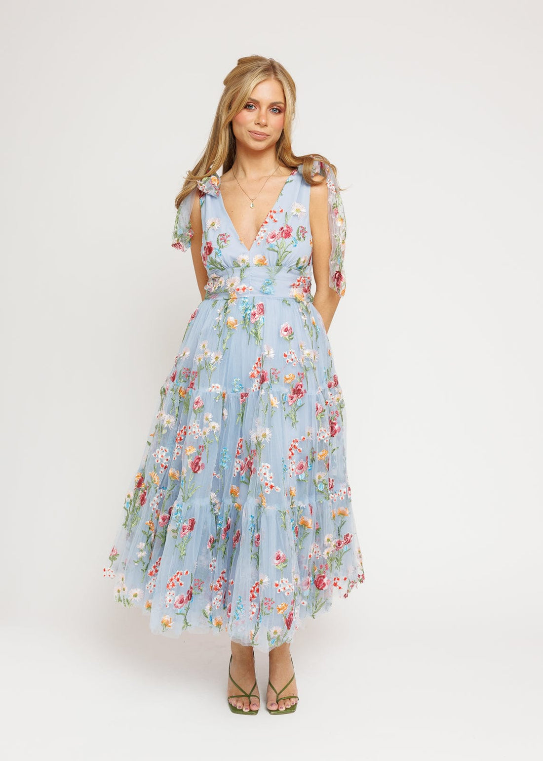 Margaret Floral Midi Dress Blue by JessaKae