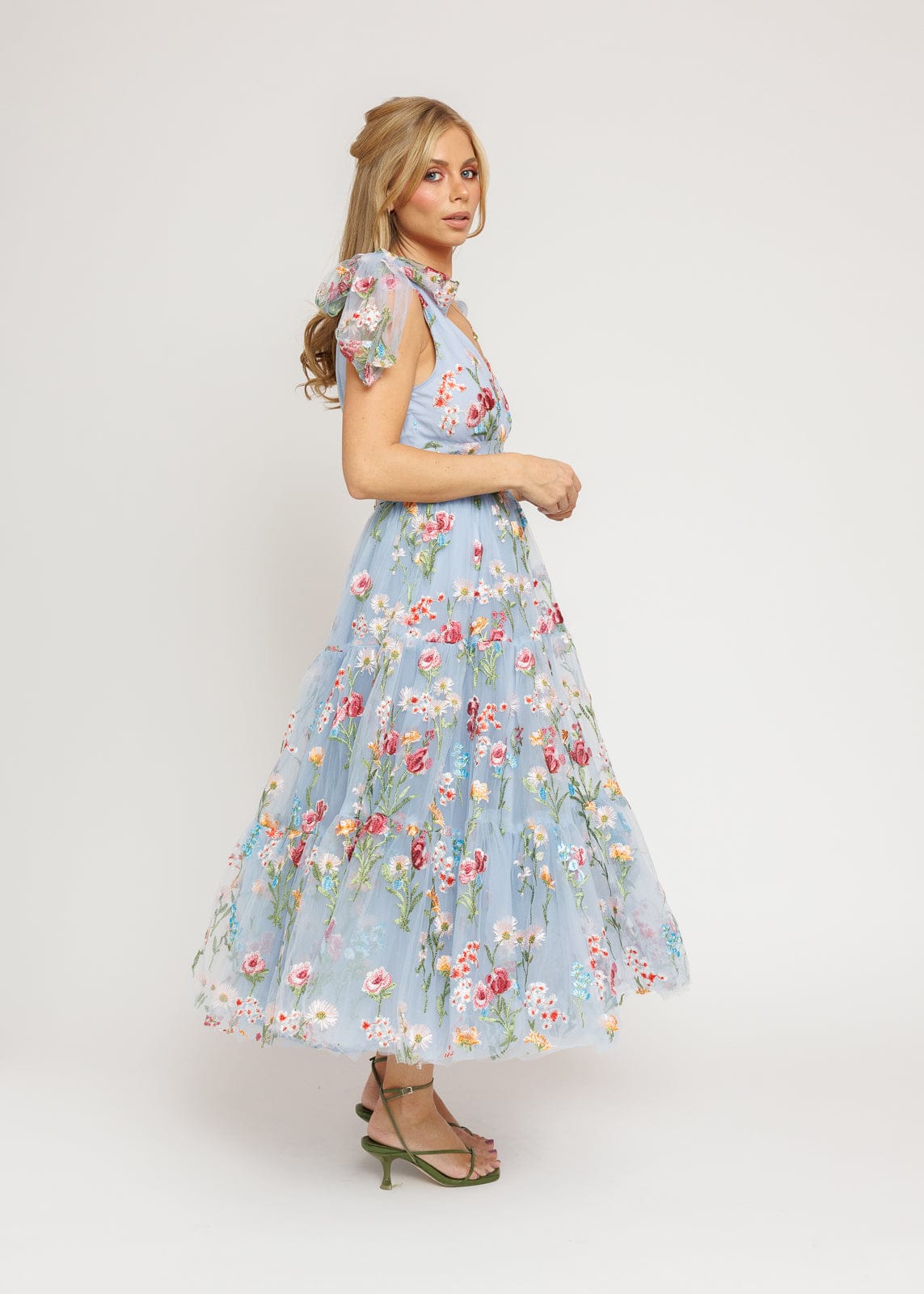 Margaret Floral Midi Dress Blue by JessaKae