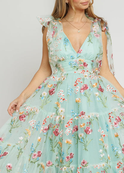 Margaret Floral Midi Dress Green by JessaKae