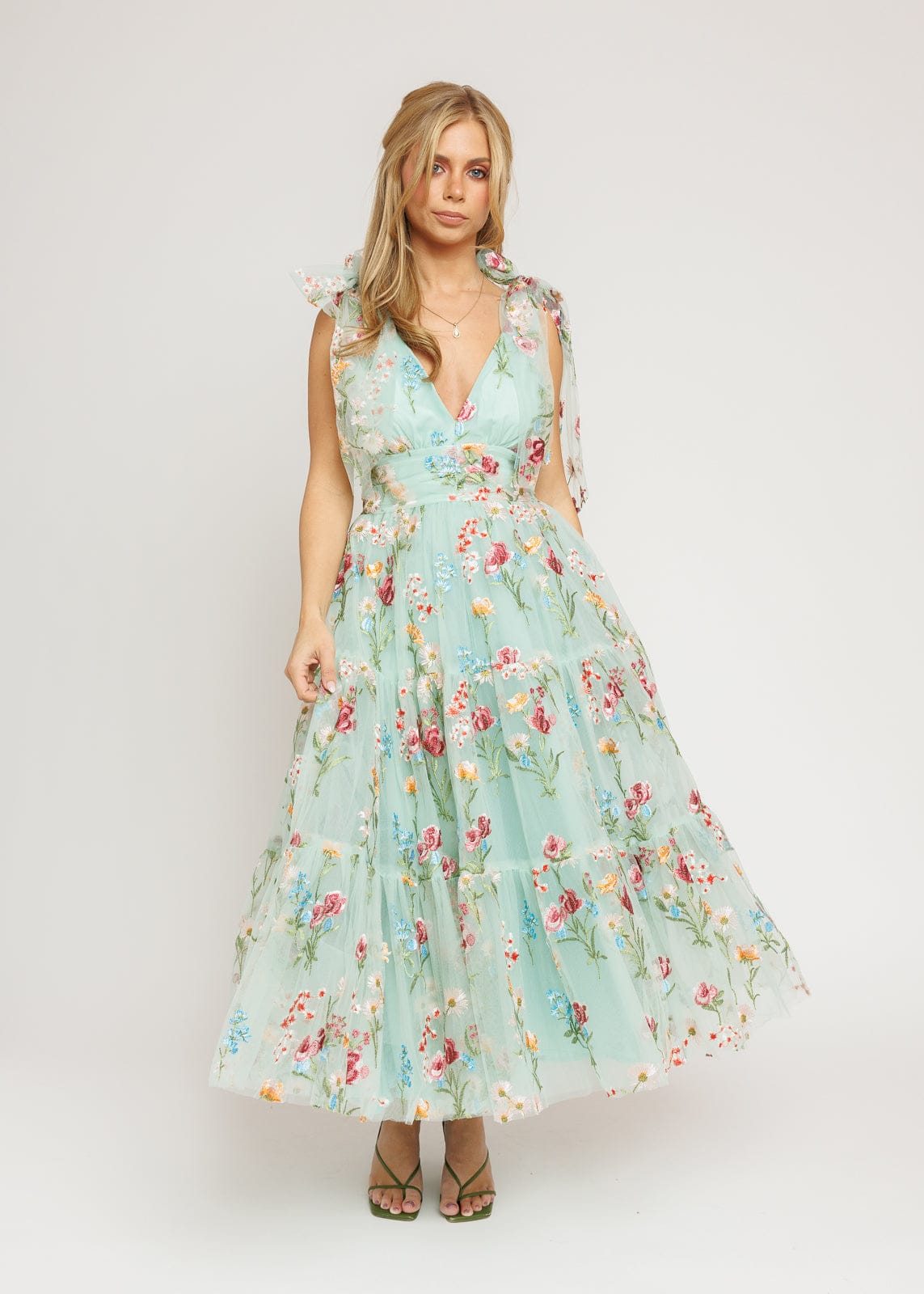 Margaret Floral Midi Dress Green by JessaKae