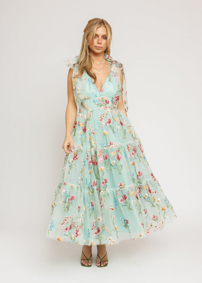 Margaret Floral Midi Dress Green by JessaKae