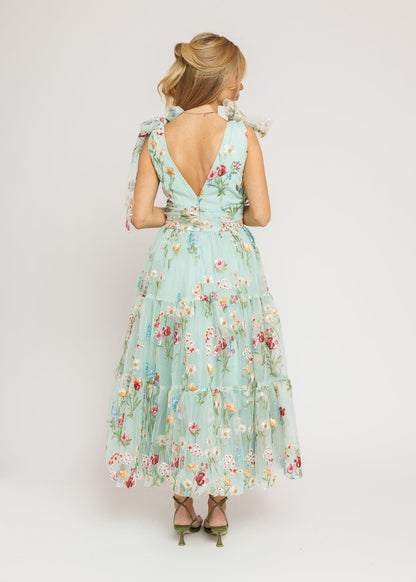 Margaret Floral Midi Dress Green by JessaKae