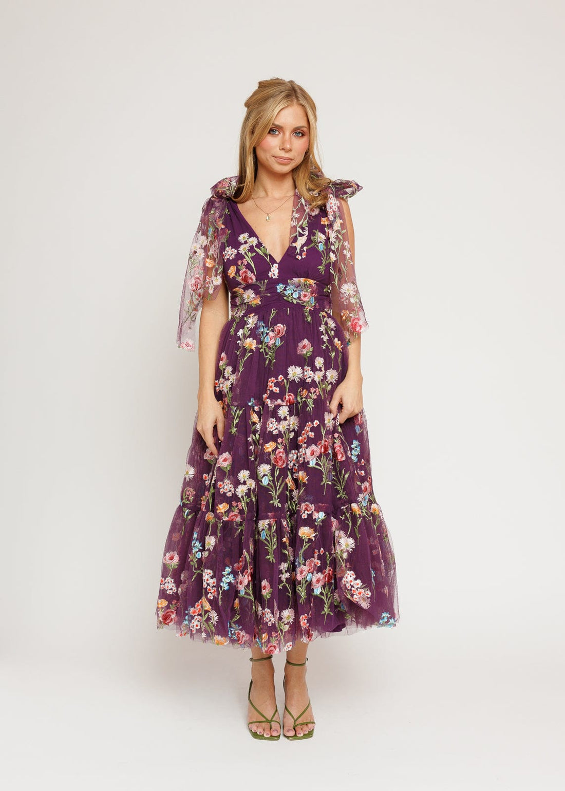 Margaret Floral Midi Dress Purple by JessaKae