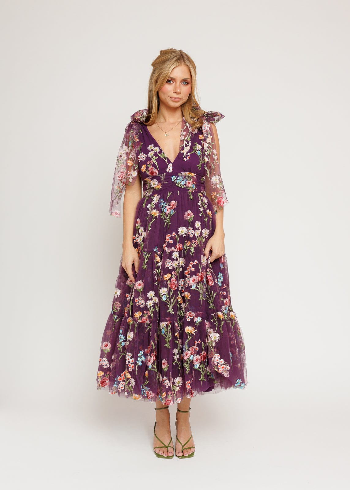 Margaret Floral Midi Dress Purple by JessaKae