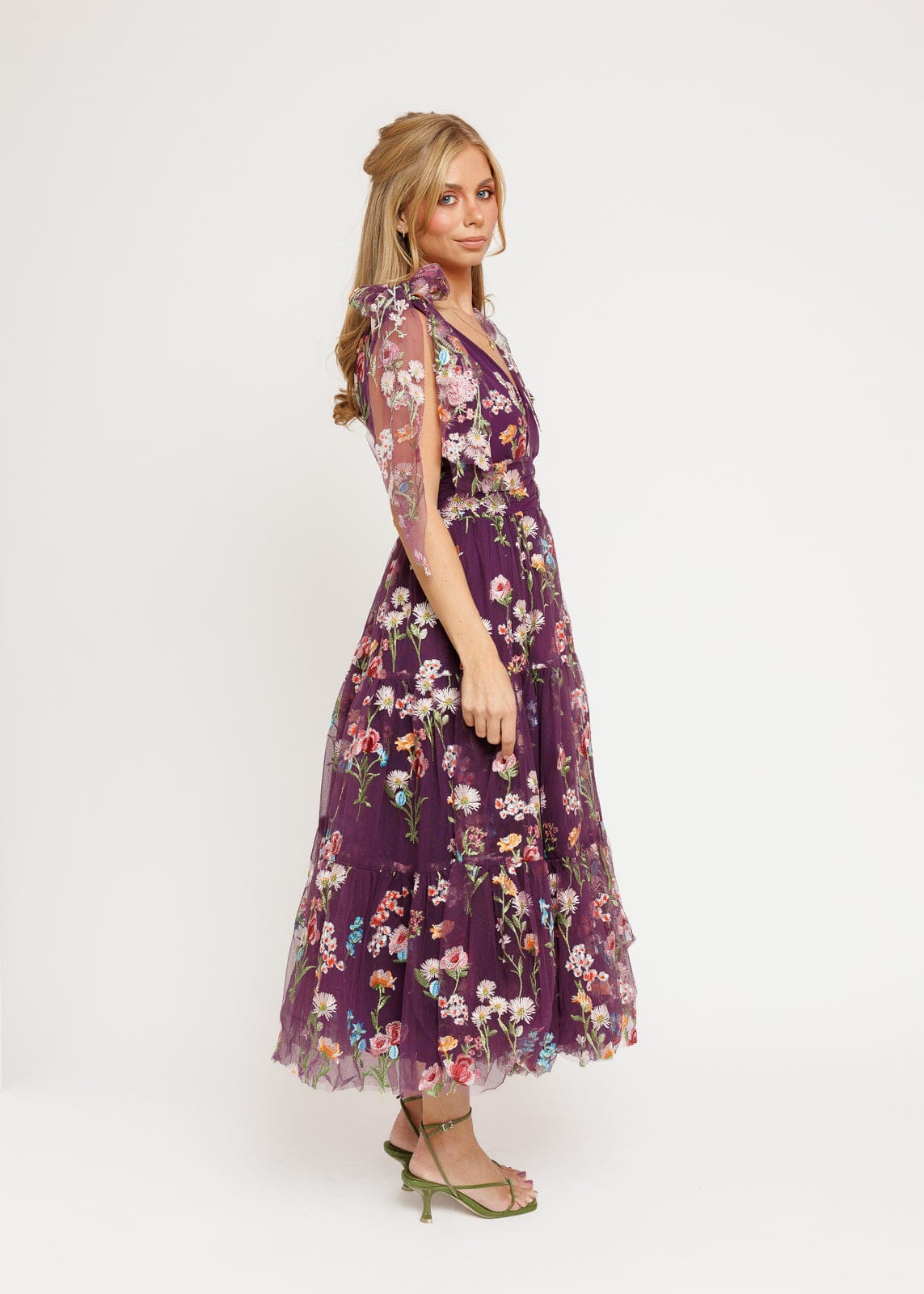 Margaret Floral Midi Dress Purple by JessaKae