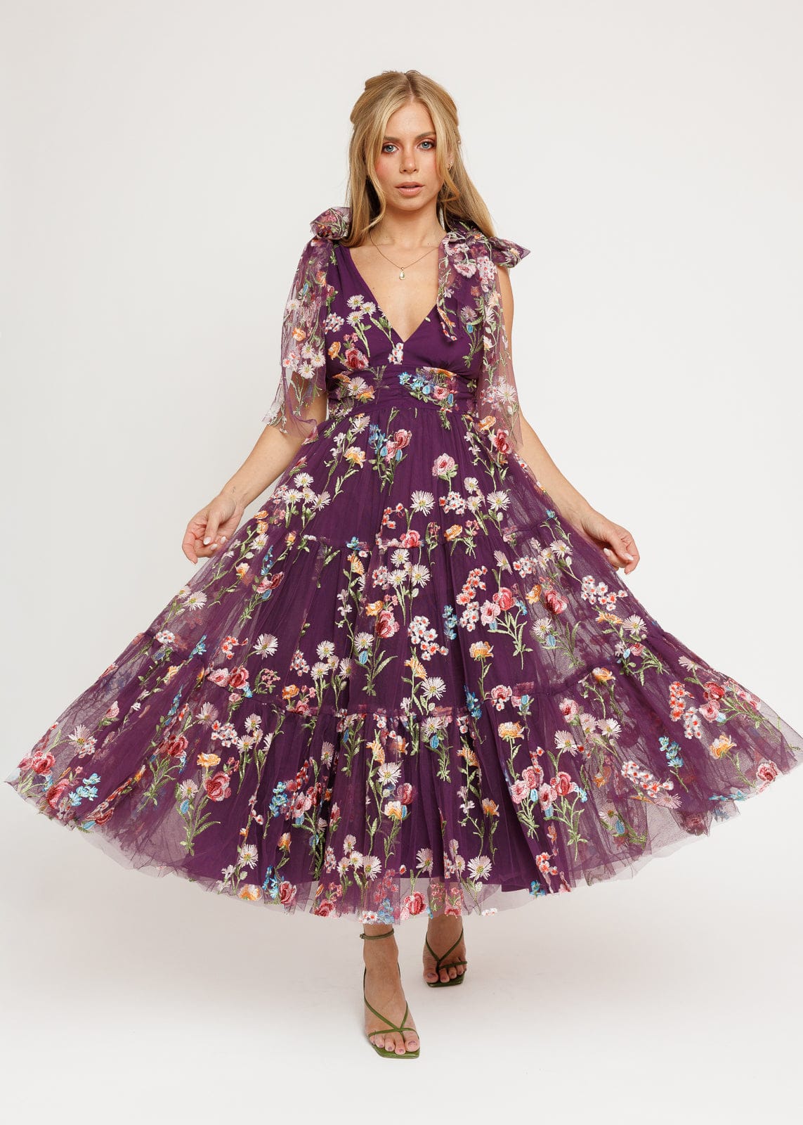 Margaret Floral Midi Dress Purple by JessaKae