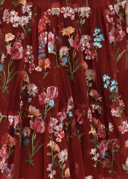 Margaret Floral Midi Dress Red by JessaKae
