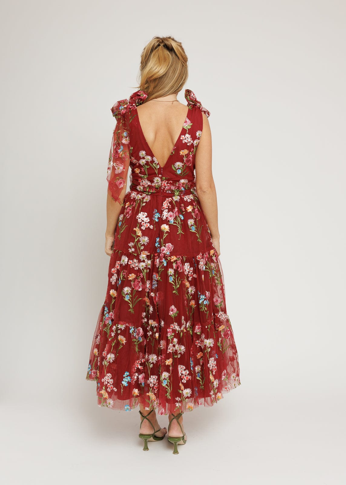 Margaret Floral Midi Dress Red by JessaKae
