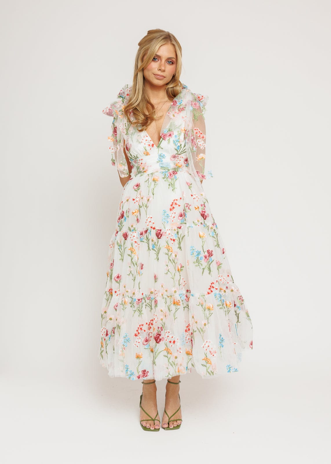Margaret Floral Midi Dress White by JessaKae