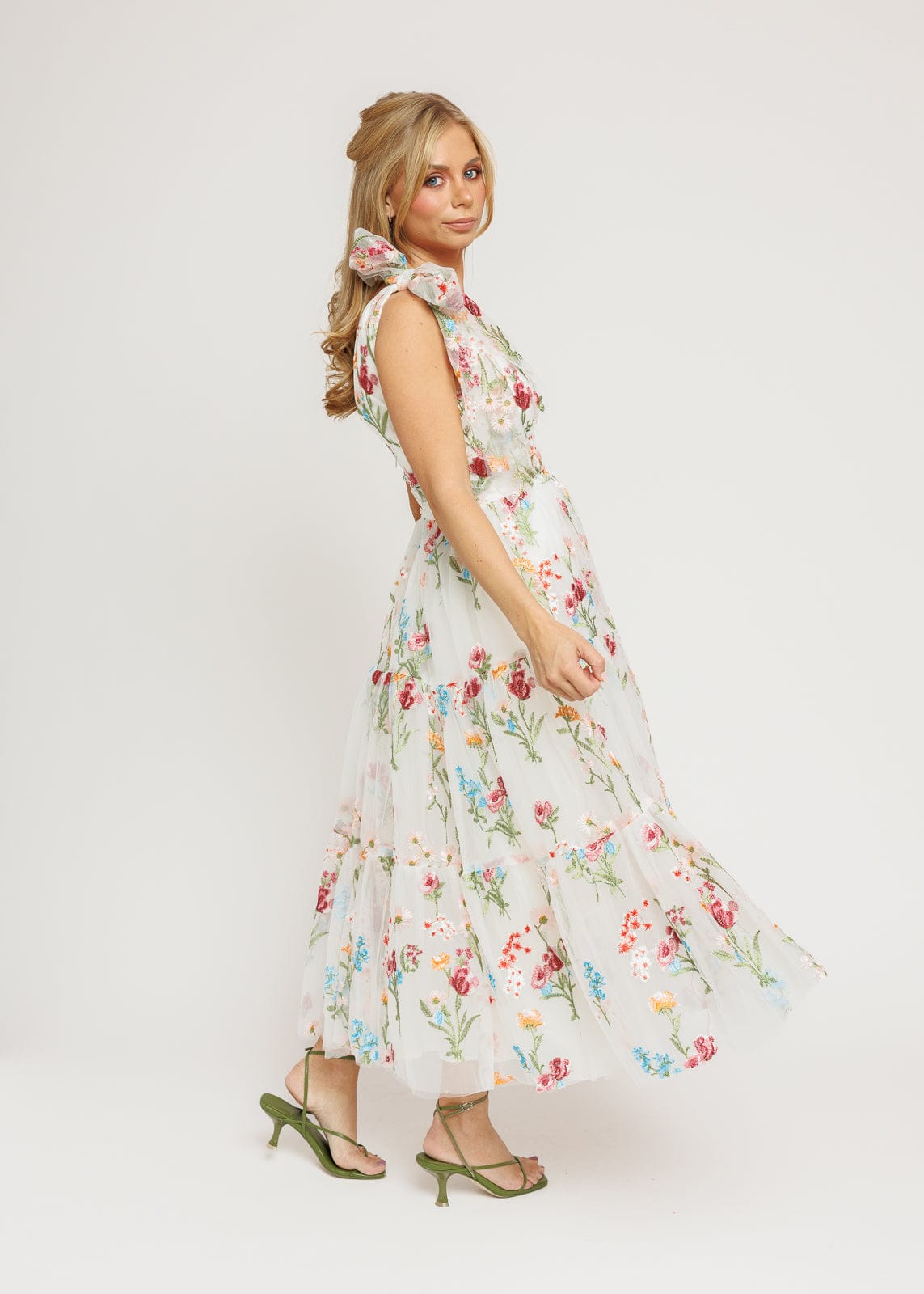 Margaret Floral Midi Dress White by JessaKae