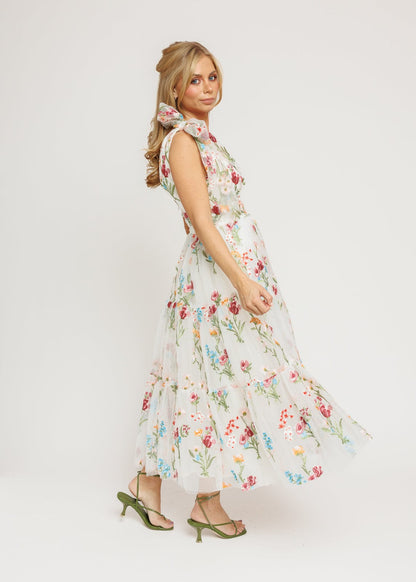 Margaret Floral Midi Dress White by JessaKae