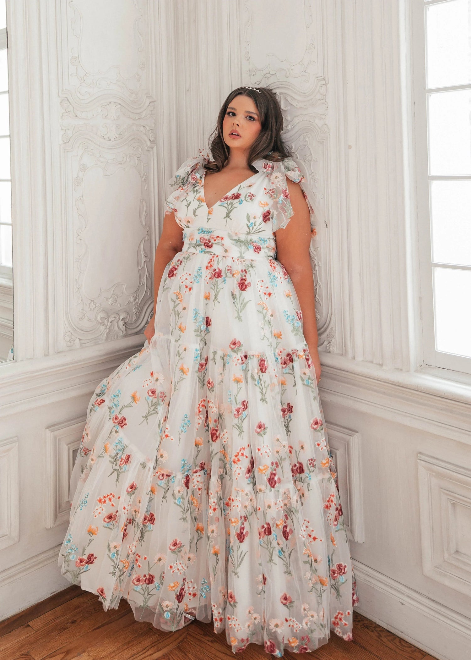 Margaret Floral Embroidered Maxi Wedding Dress by JessaKae