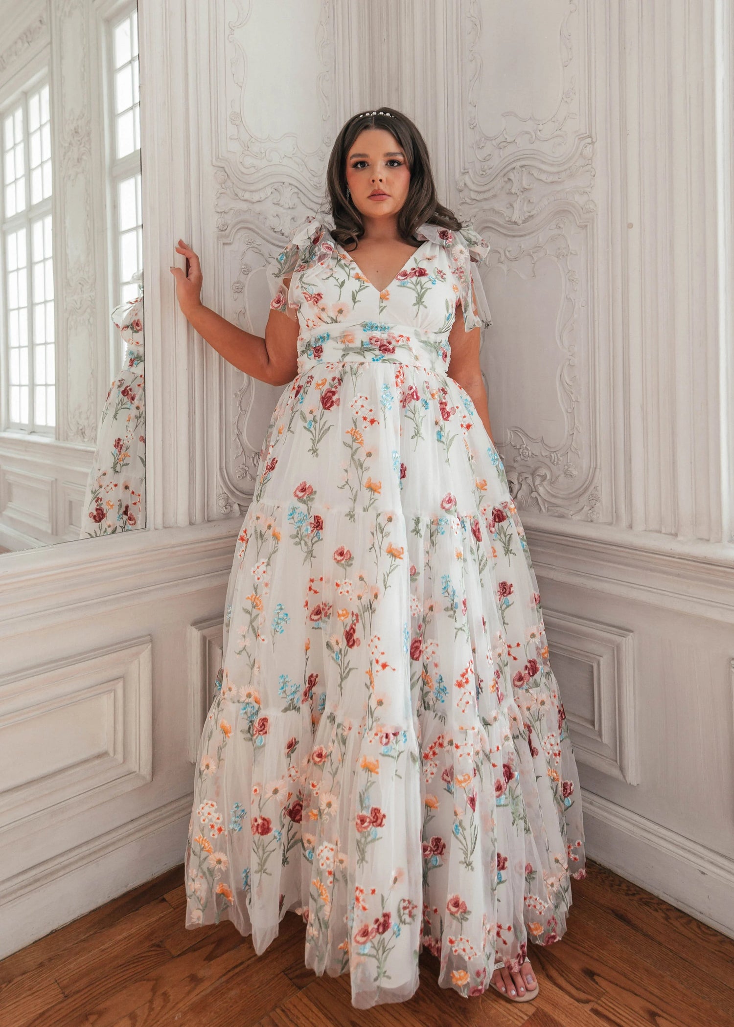Margaret Floral Embroidered Maxi Wedding Dress by JessaKae