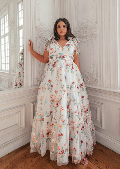 Margaret Floral Embroidered Maxi Wedding Dress by JessaKae