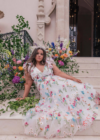 Margaret Floral Midi Dress White by JessaKae